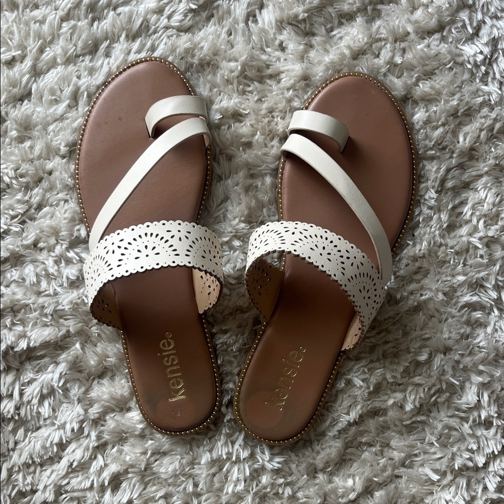 Kensie Women's Cream and Brown Sandals